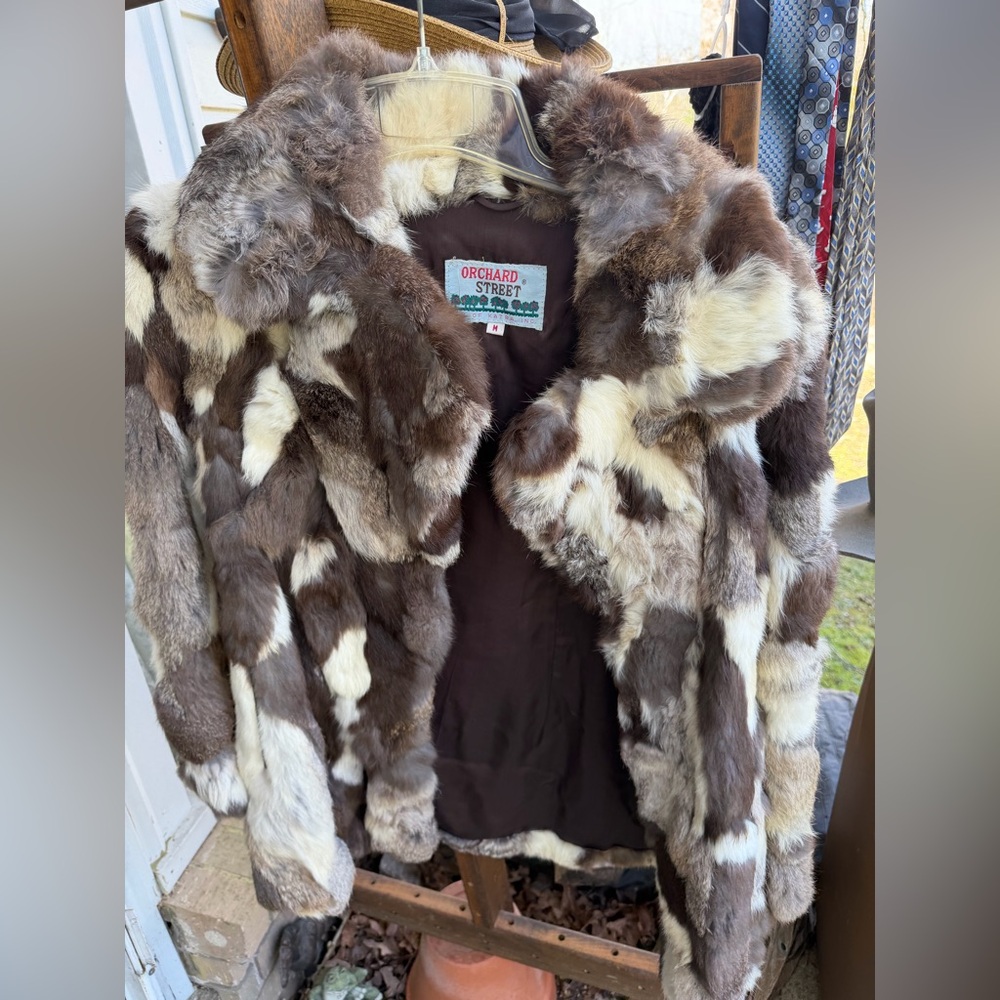 Vintage Patchwork Real Fur Jacket Brown & Cream